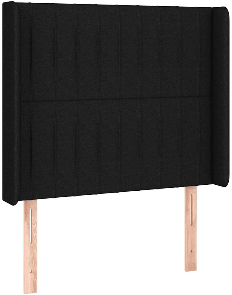 Lova su spyruoklėmis/čiužiniu/LED, juoda, 100x200 cm, audinys