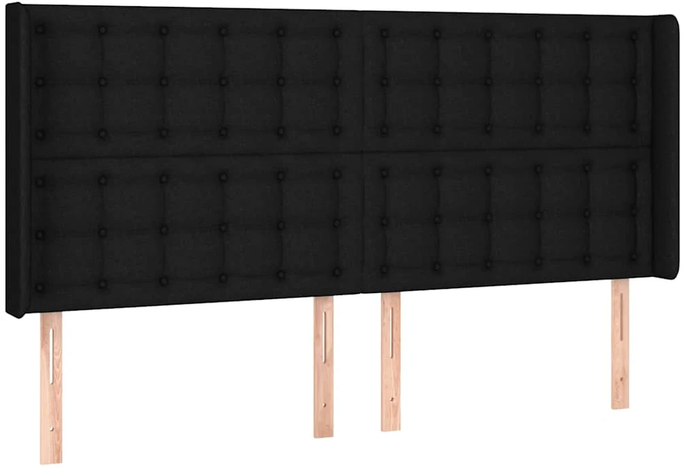 Lova su spyruoklėmis/čiužiniu/LED, juoda, 160x200 cm, audinys