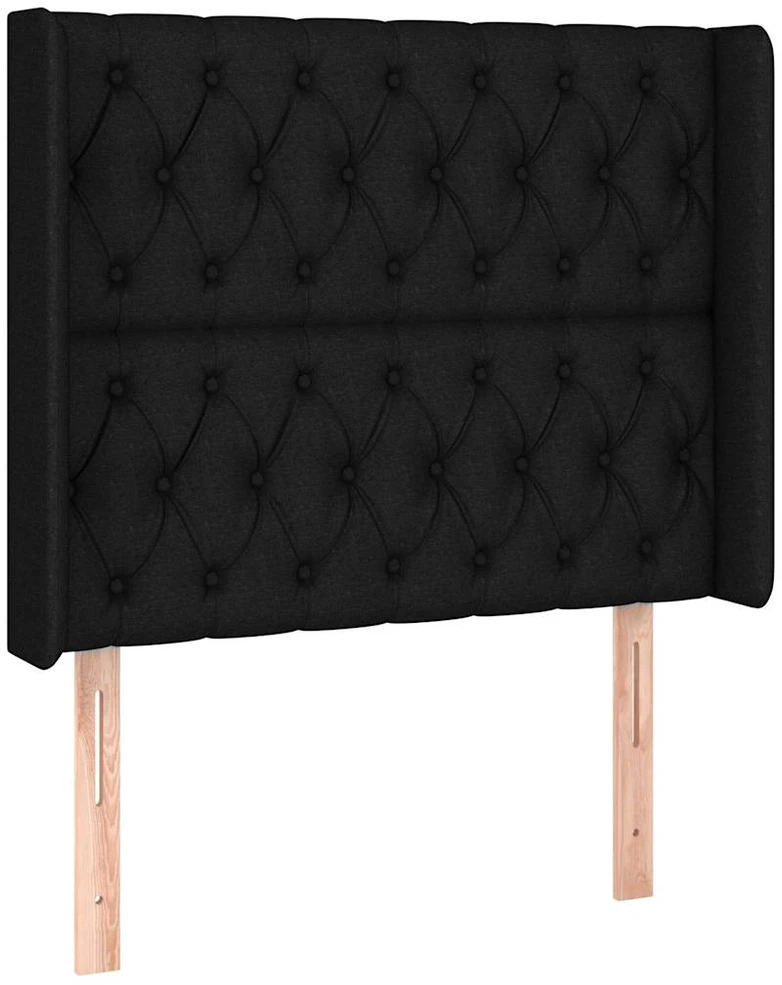 Lova su spyruoklėmis/čiužiniu/LED, juoda, 100x200 cm, audinys