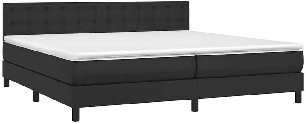 Lova su spyruoklėmis/čiužiniu/LED, juoda 200x200cm dirbtinė oda