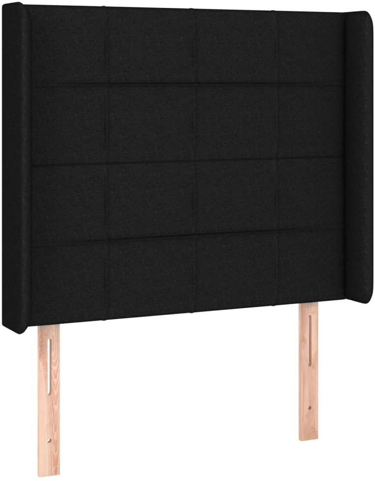 Lova su spyruoklėmis/čiužiniu/LED, juoda, 80x200cm, audinys