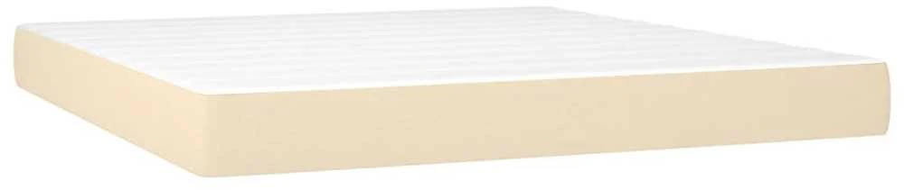 Lova su spyruoklėmis/čiužiniu/LED, kreminė, 180x200 cm, audinys