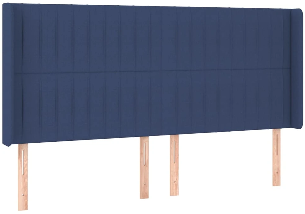 Lova su spyruoklėmis/čiužiniu/LED, mėlyna, 160x200 cm, audinys