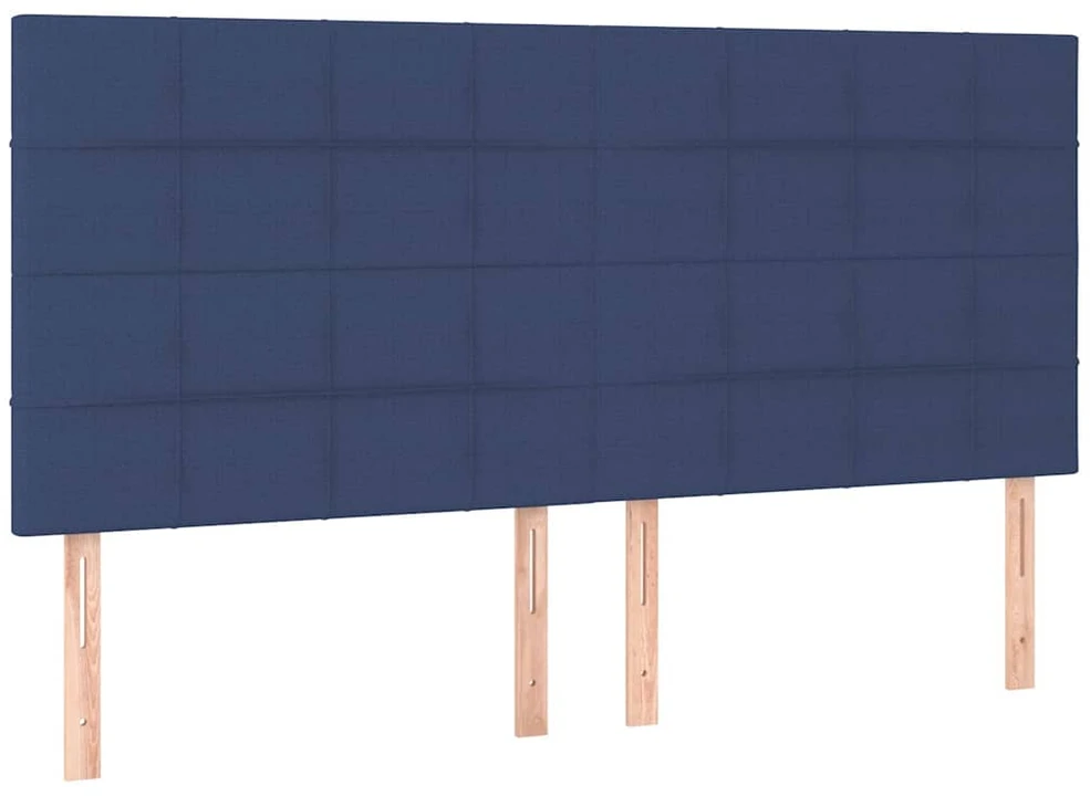 Lova su spyruoklėmis/čiužiniu/LED, mėlyna, 200x200 cm, audinys