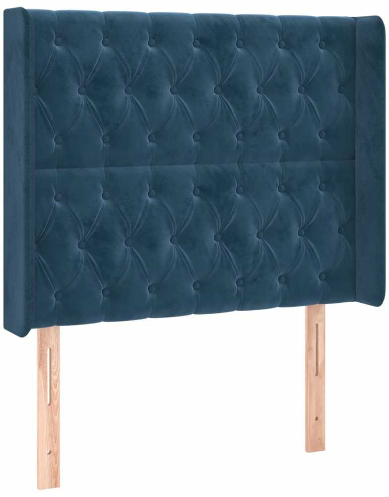 Lova su spyruoklėmis/čiužiniu/LED, mėlyna, 90x200cm, aksomas