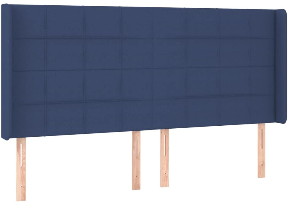 Lova su spyruoklėmis/čiužiniu/LED, mėlyna, 200x200 cm, audinys