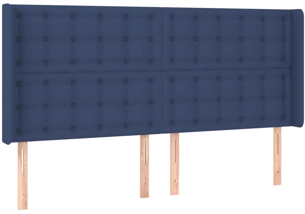 Lova su spyruoklėmis/čiužiniu/LED, mėlyna, 200x200 cm, audinys