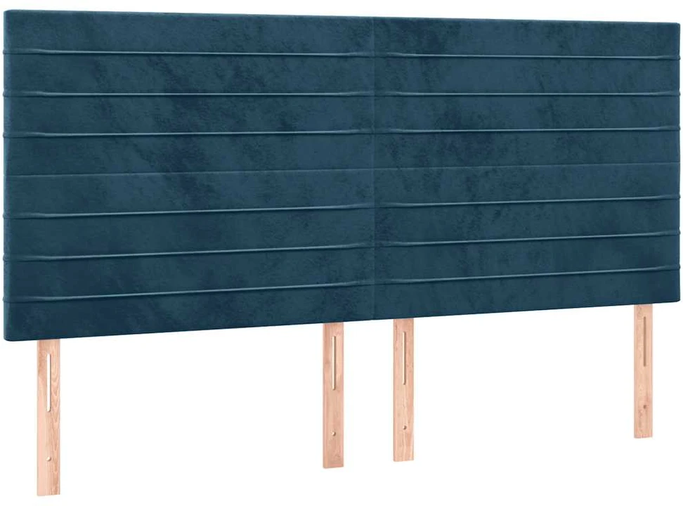 Lova su spyruoklėmis/čiužiniu/LED, mėlyna, 160x200cm, aksomas
