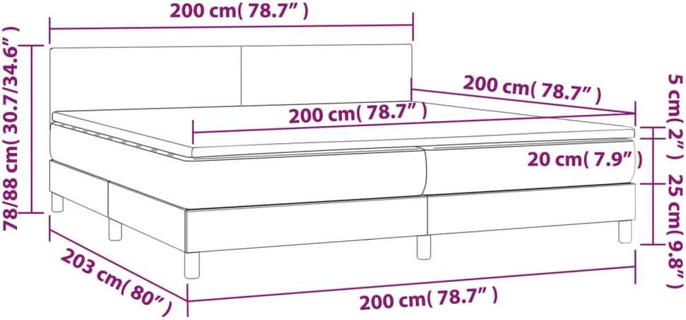 Lova su spyruoklėmis/čiužiniu/LED, mėlyna, 200x200 cm, audinys