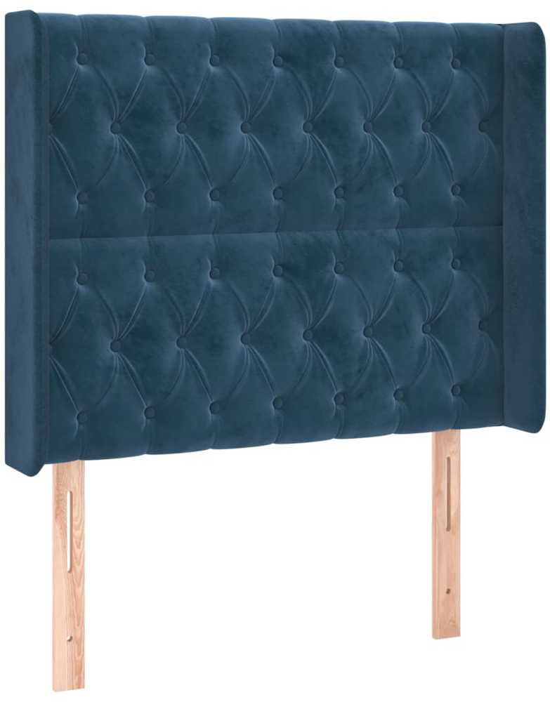 Lova su spyruoklėmis/čiužiniu/LED, mėlyna, 90x200cm, aksomas