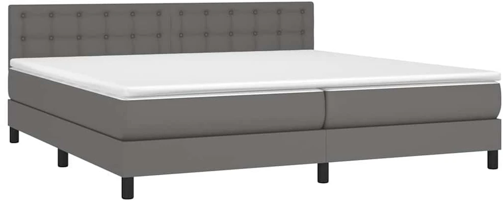 Lova su spyruoklėmis/čiužiniu/LED, pilka 200x200cm dirbtinė oda