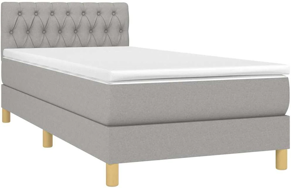 Lova su spyruoklėmis/čiužiniu/LED, pilka, 100x200 cm, audinys