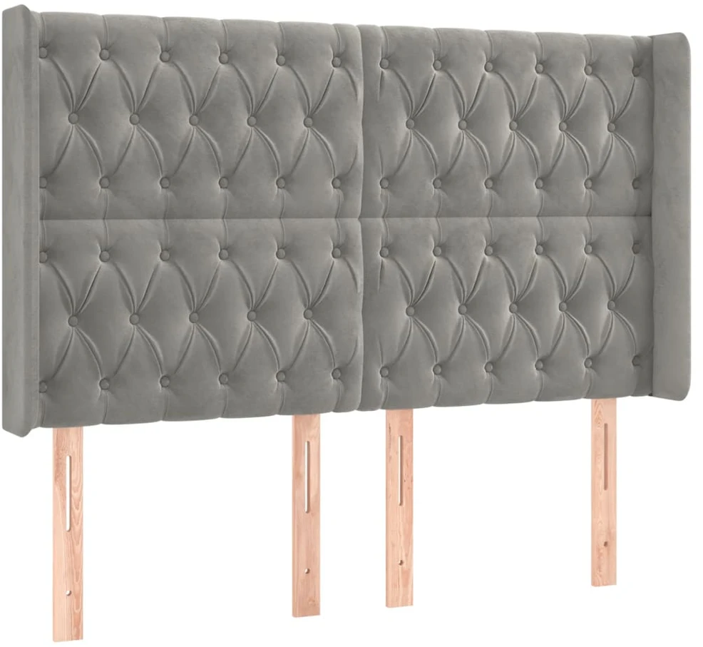Lova su spyruoklėmis/čiužiniu/LED, pilka, 160x200cm, aksomas