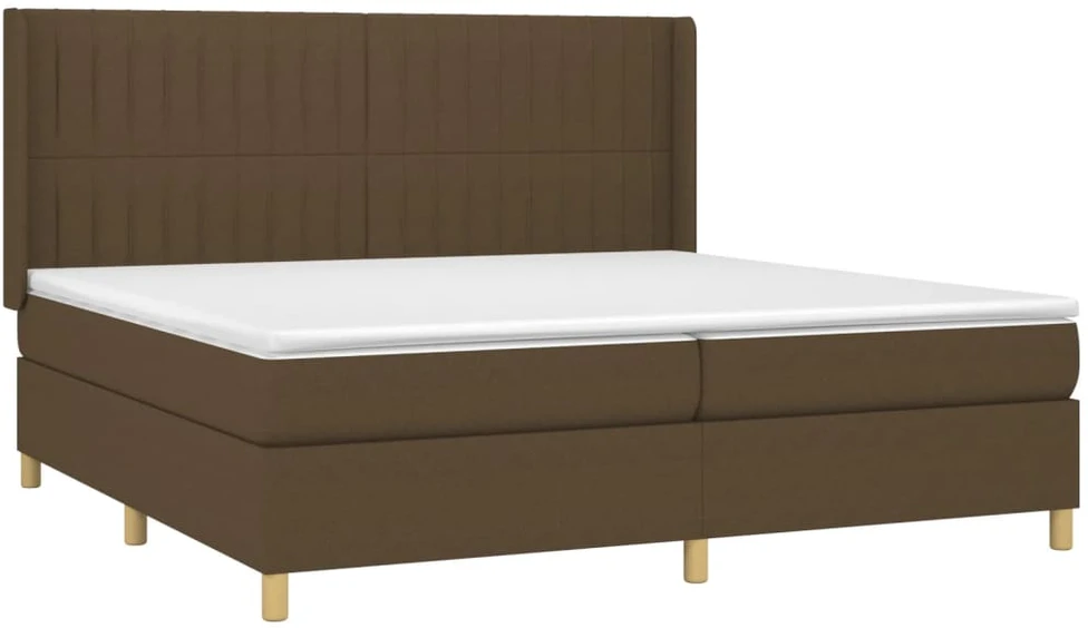 Lova su spyruoklėmis/čiužiniu/LED, ruda, 200x200 cm, audinys