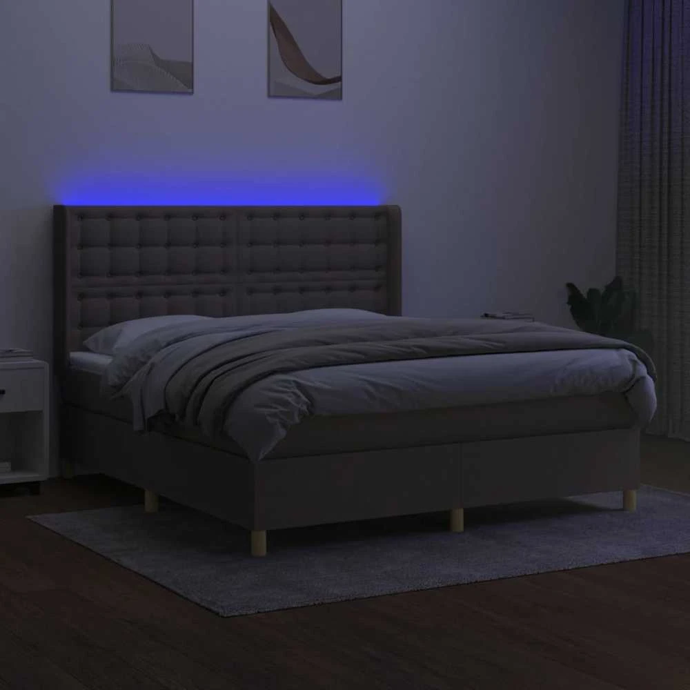 Lova su spyruoklėmis/čiužiniu/LED, taupe, 160x200 cm, audinys