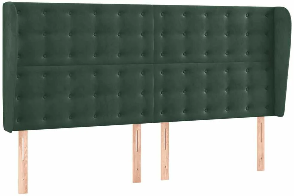 Lova su spyruoklėmis/čiužiniu/LED, žalia, 160x200cm, aksomas