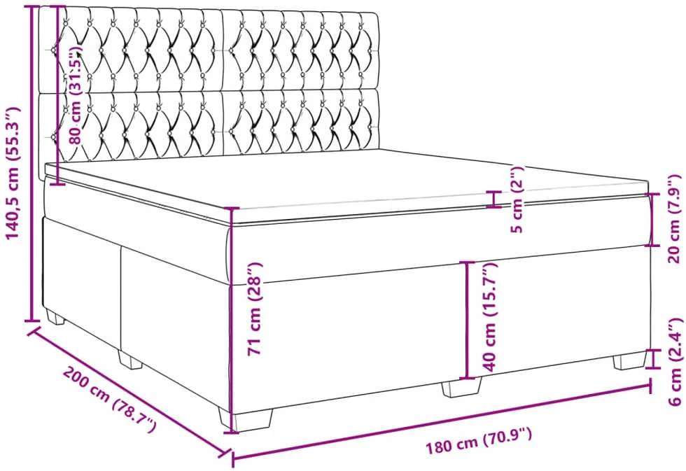 Lova su spyruoklėmis/čiužiniu,tamsiai pilka, 180x200cm, audinys