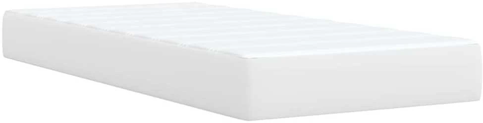 Lova su spyruoklėmis ir čiužiniu, balta, 90x200cm, dirbtinė oda