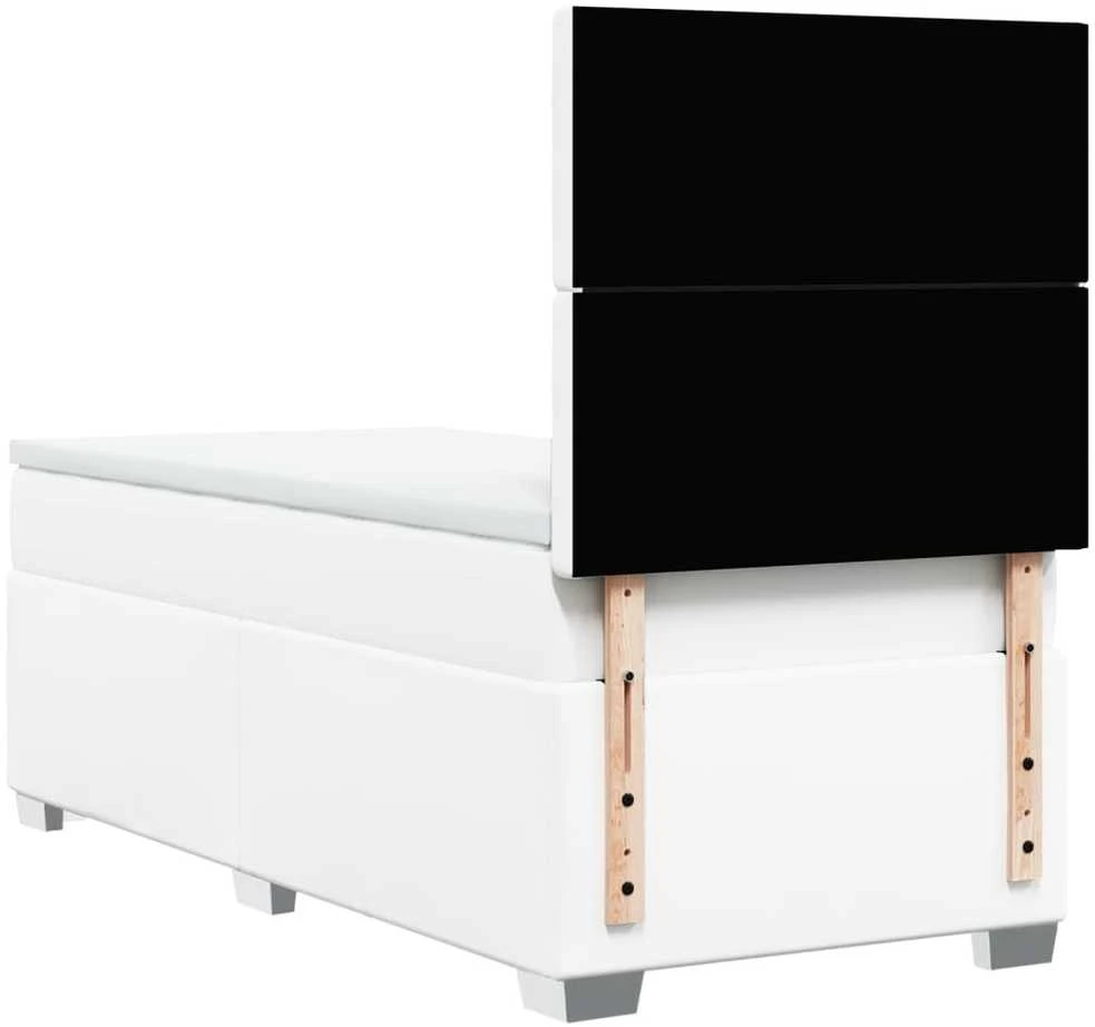 Lova su spyruoklėmis ir čiužiniu, balta,100x200cm, dirbtinė oda