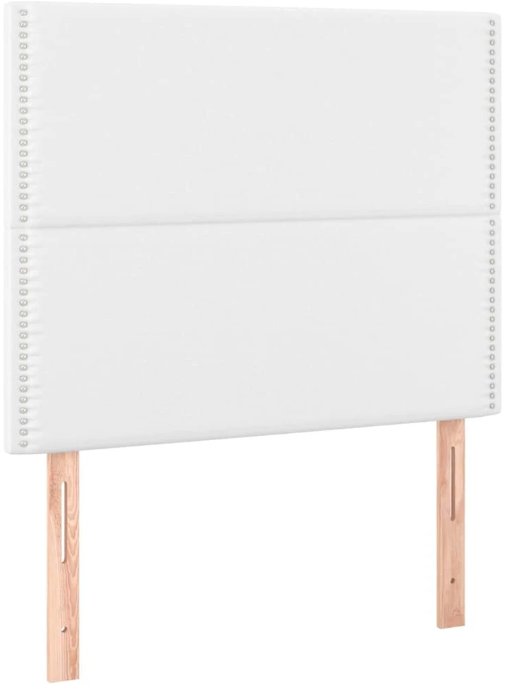 Lova su spyruoklėmis ir čiužiniu, balta,100x200cm, dirbtinė oda