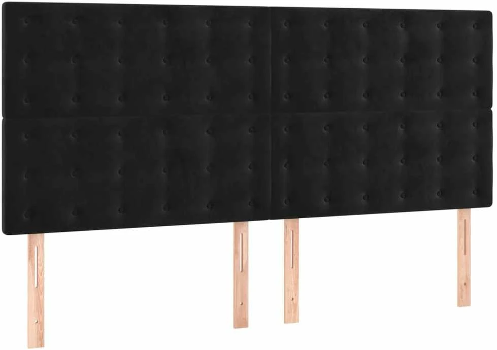 Lova su spyruoklėmis ir čiužiniu, juoda, 200x200 cm, aksomas