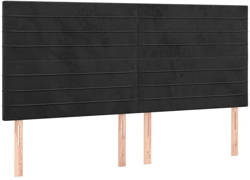 Lova su spyruoklėmis ir čiužiniu, juoda, 200x200 cm, aksomas