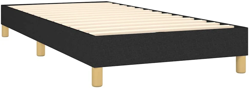 Lova su spyruoklėmis ir čiužiniu, juoda, 90x190 cm, audinys