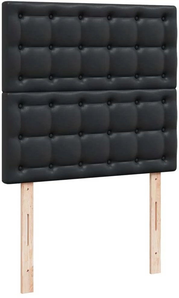 Lova su spyruoklėmis ir čiužiniu, juoda, 90x190cm, dirbtinė oda