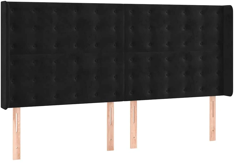 Lova su spyruoklėmis ir čiužiniu, juoda, 200x200 cm, aksomas