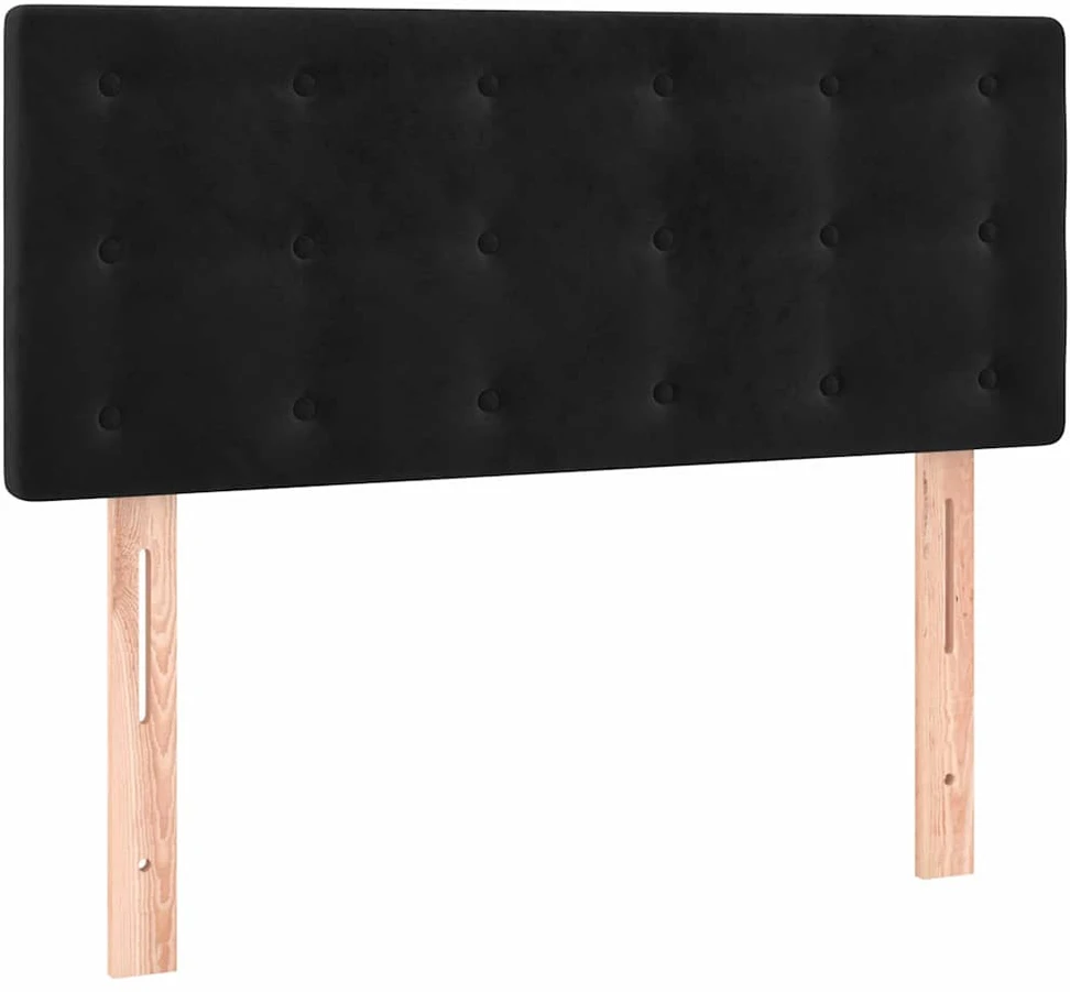 Lova su spyruoklėmis ir čiužiniu, juoda, 120x200cm, aksomas