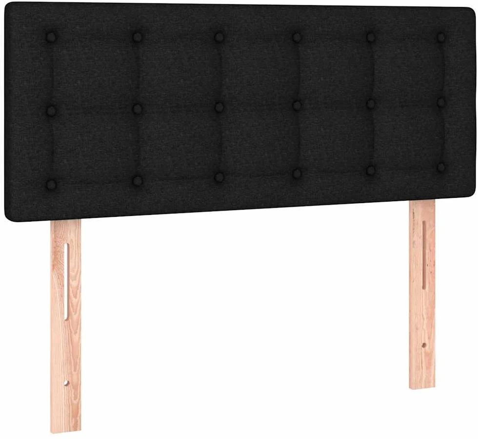 Lova su spyruoklėmis ir čiužiniu, juoda, 100x200cm, audinys