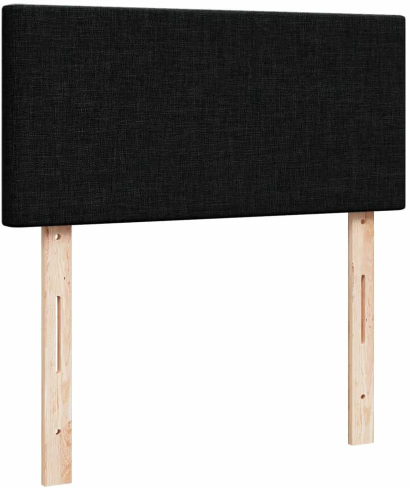Lova su spyruoklėmis ir čiužiniu, juoda, 90x200 cm, audinys