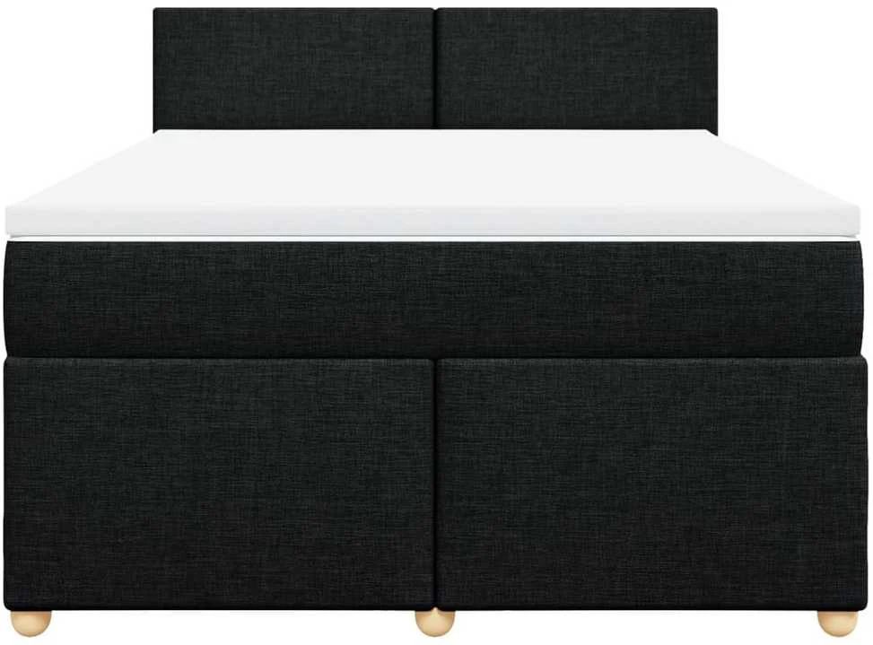 Lova su spyruoklėmis ir čiužiniu, juoda, 140x200 cm, audinys