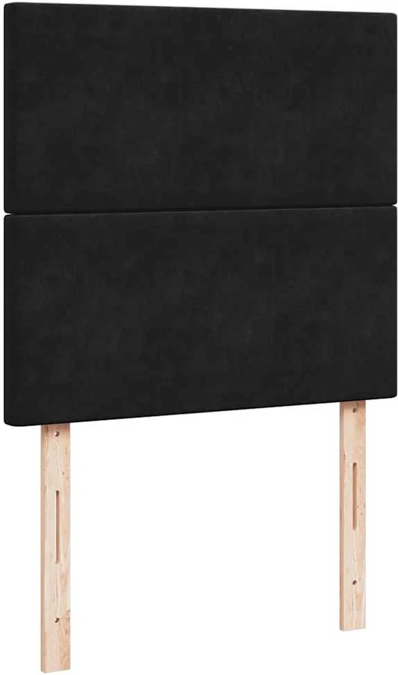 Lova su spyruoklėmis ir čiužiniu, juoda, 80x200cm, aksomas