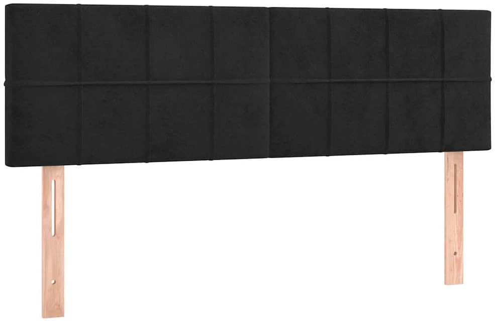 Lova su spyruoklėmis ir čiužiniu, juoda, 140x190 cm, aksomas