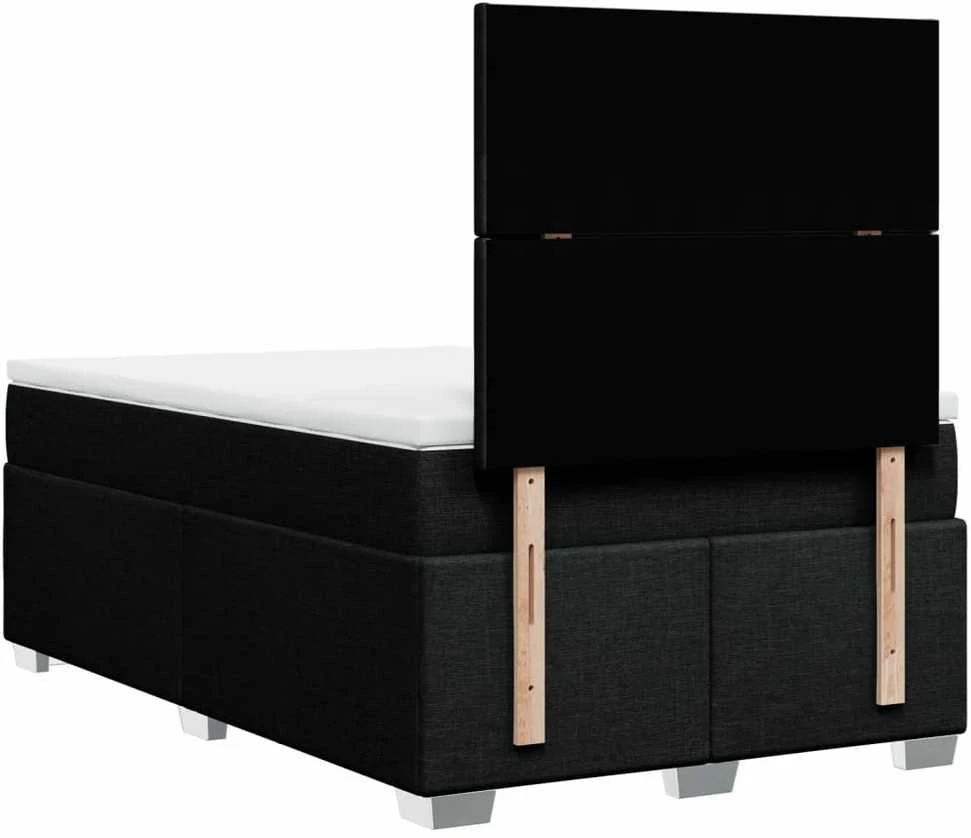 Lova su spyruoklėmis ir čiužiniu, juoda, 120x190cm, audinys