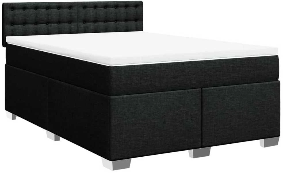 Lova su spyruoklėmis ir čiužiniu, juoda, 140x200 cm, audinys