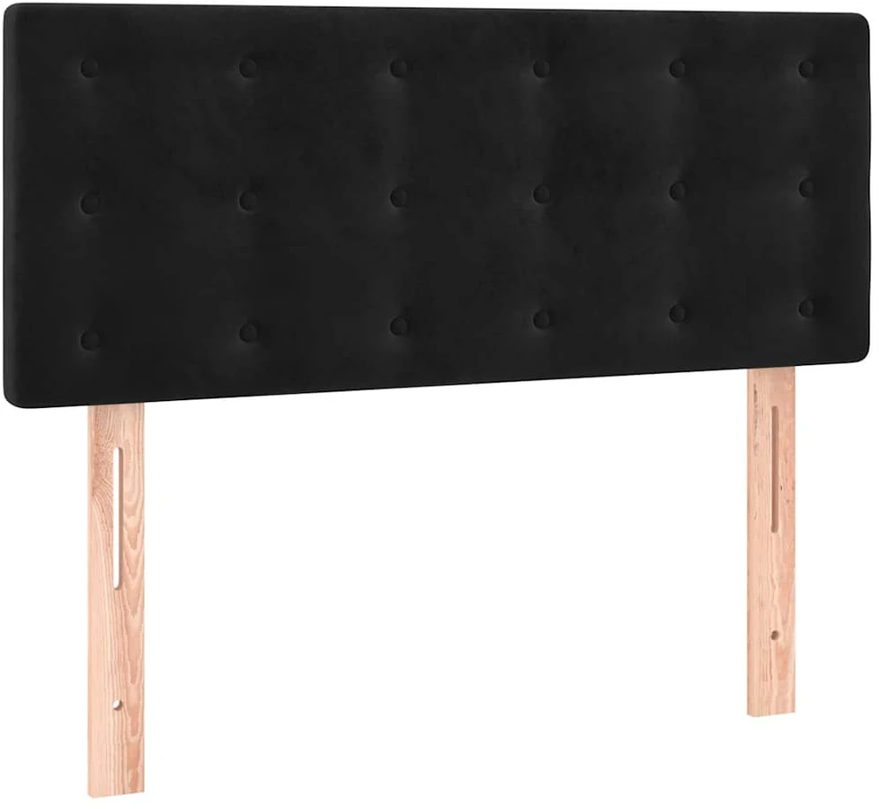 Lova su spyruoklėmis ir čiužiniu, juoda, 80x200cm, aksomas