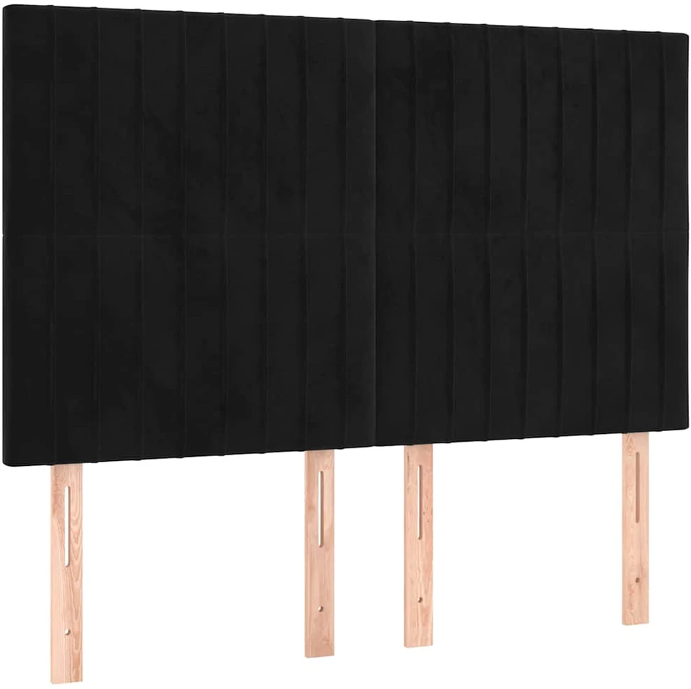 Lova su spyruoklėmis ir čiužiniu, juoda, 140x190 cm, aksomas