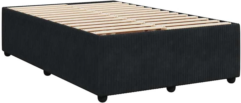 Lova su spyruoklėmis ir čiužiniu, juoda, 120x190cm, aksomas