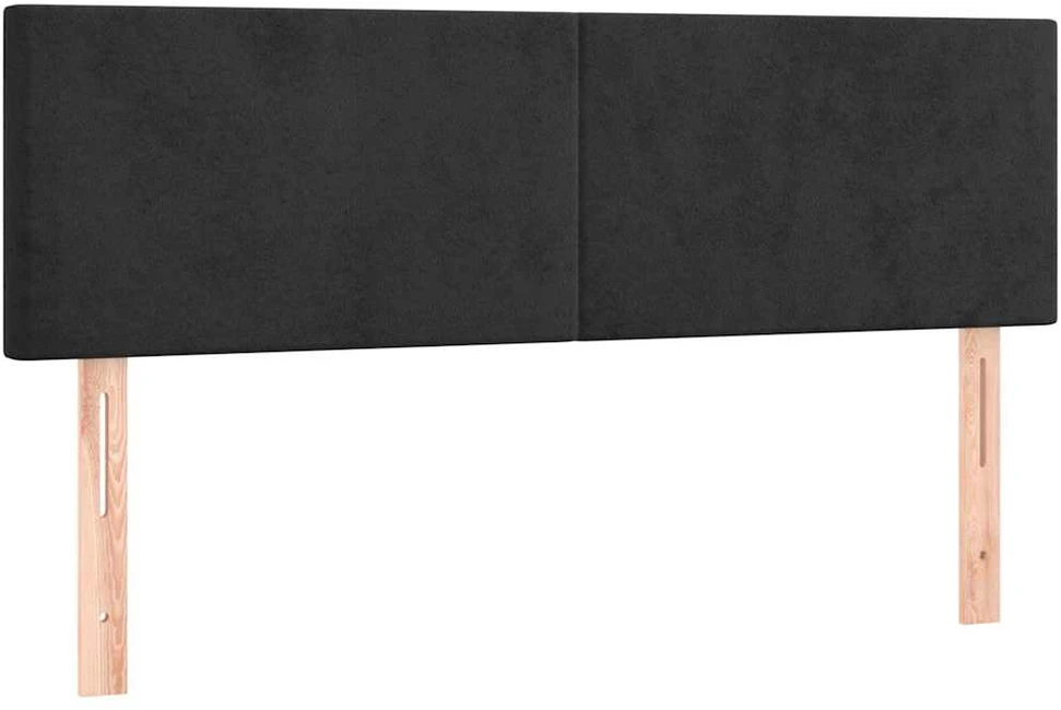 Lova su spyruoklėmis ir čiužiniu, juoda, 140x200 cm, aksomas