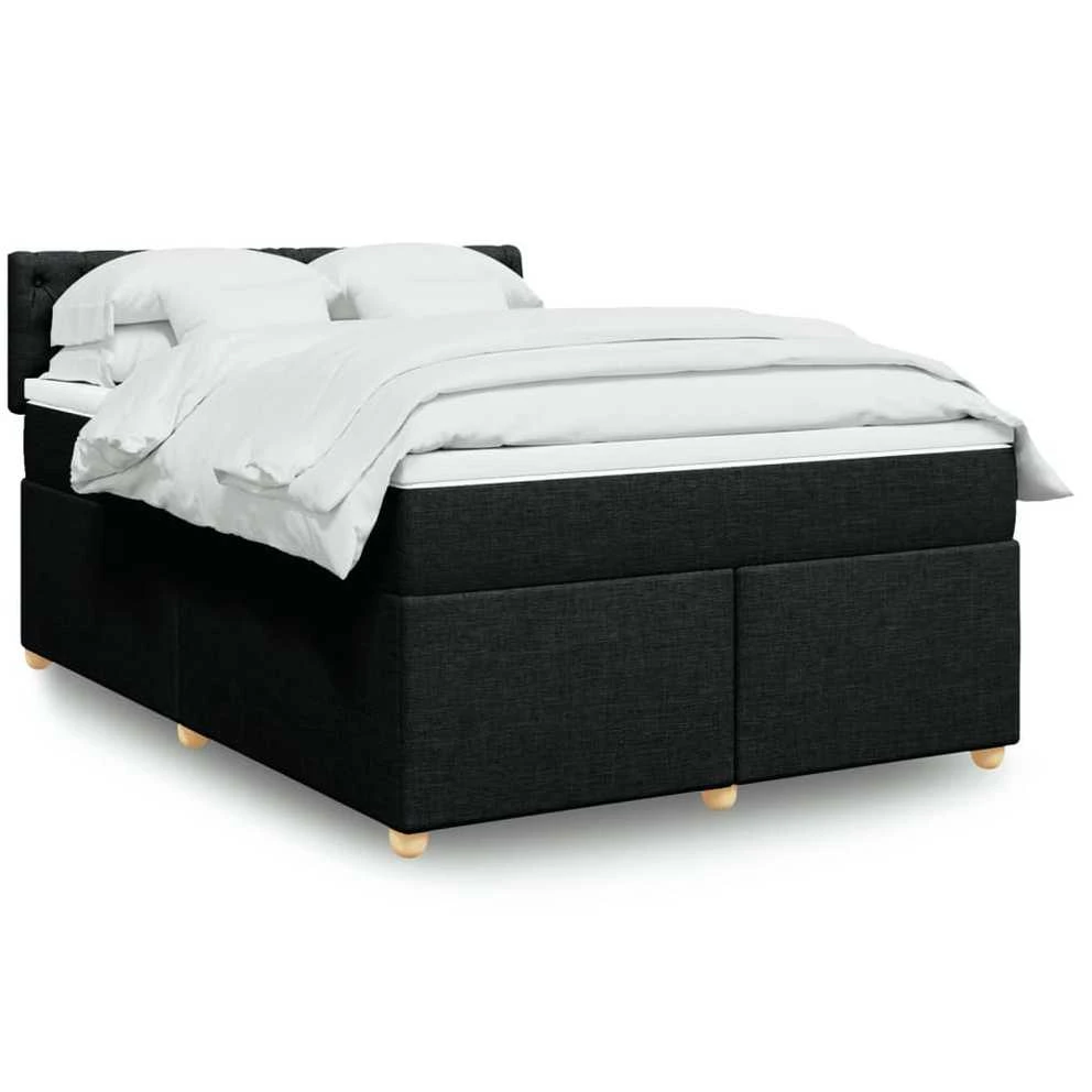 Lova su spyruoklėmis ir čiužiniu, juoda, 160x200 cm, audinys