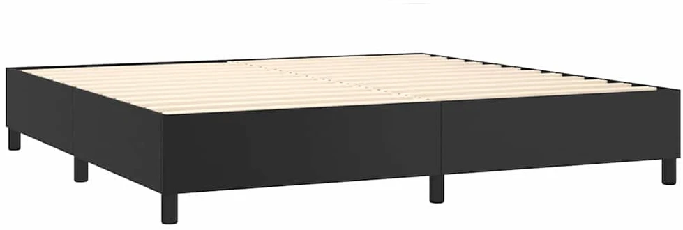 Lova su spyruoklėmis ir čiužiniu, juoda, 200x200cm dirbtinė oda