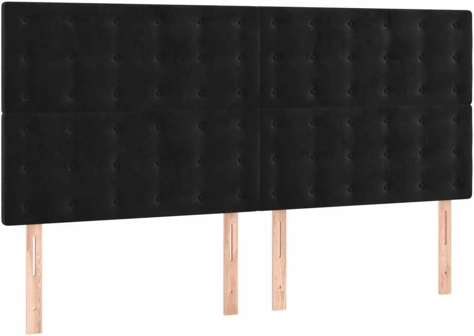 Lova su spyruoklėmis ir čiužiniu, juoda, 180x200 cm, aksomas