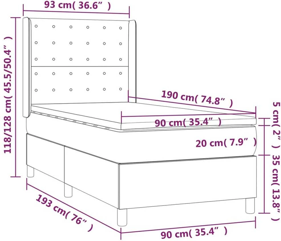 Lova su spyruoklėmis ir čiužiniu, juoda, 90x190cm, dirbtinė oda