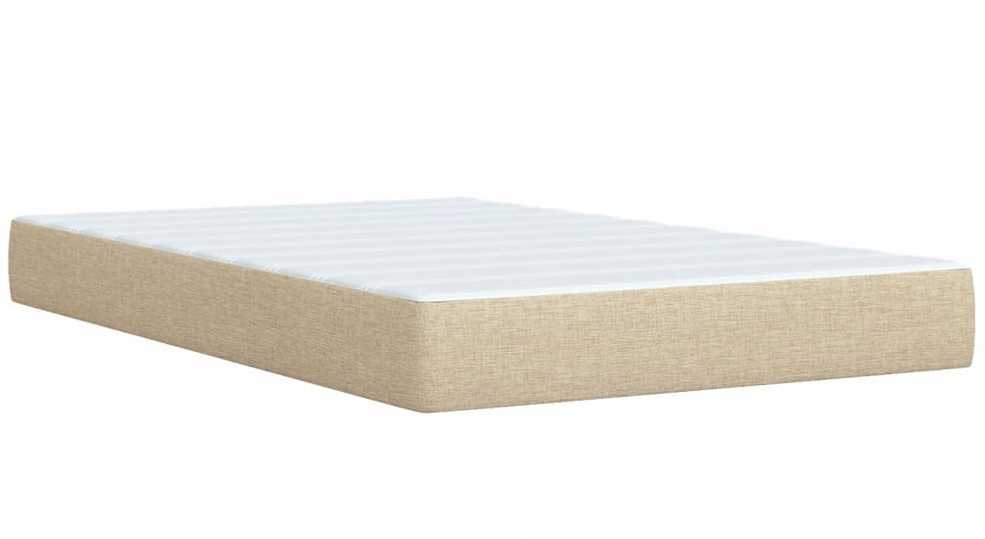 Lova su spyruoklėmis ir čiužiniu, kreminė, 120x190cm, audinys