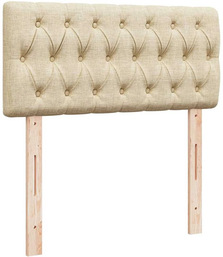 Lova su spyruoklėmis ir čiužiniu, kreminė, 90x200 cm, audinys