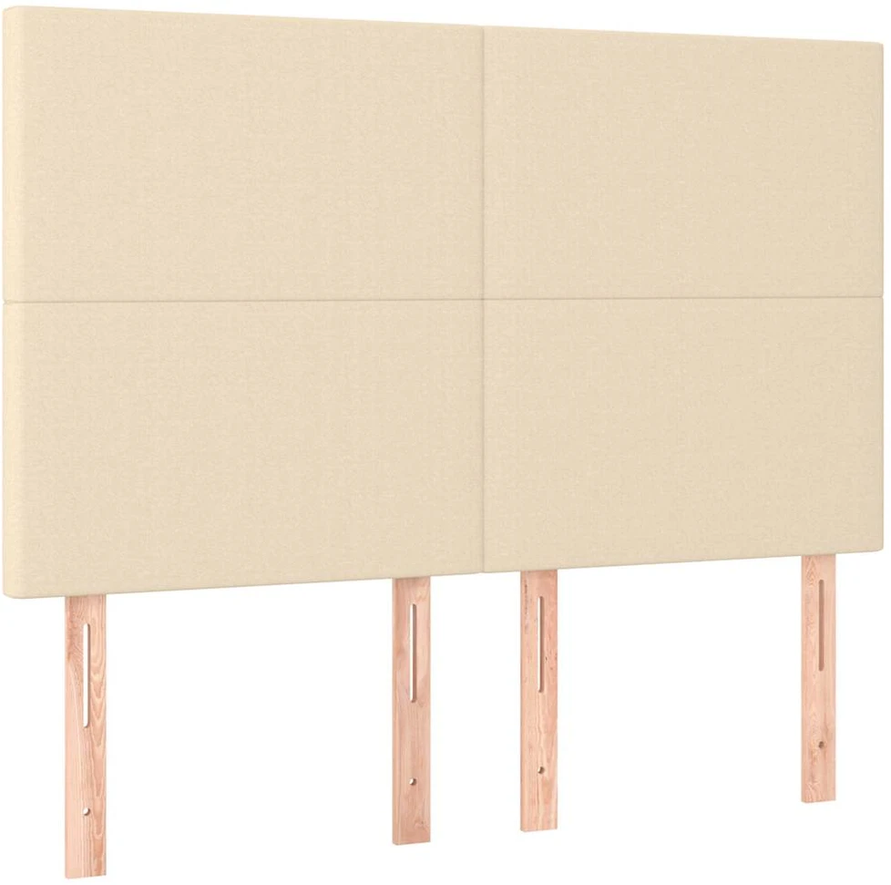 Lova su spyruoklėmis ir čiužiniu, kreminė, 140x190 cm, audinys