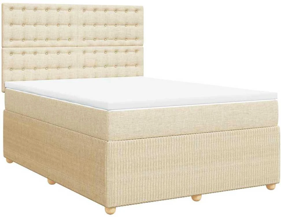 Lova su spyruoklėmis ir čiužiniu, kreminė, 160x200 cm, audinys