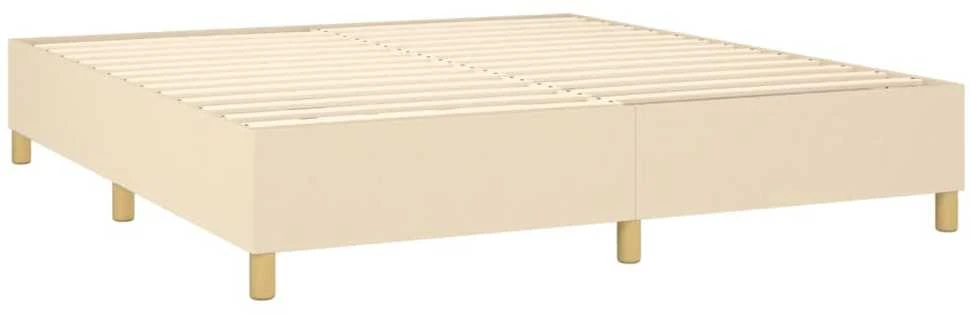 Lova su spyruoklėmis ir čiužiniu, kreminė, 160x200 cm, audinys
